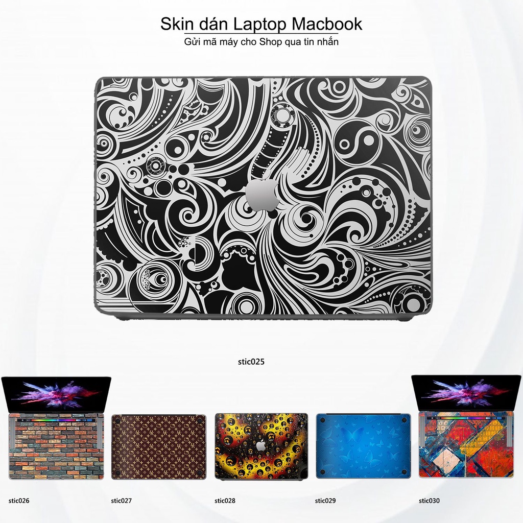 Skin dán Macbook mẫu Hoa văn sticker (đã cắt sẵn, inbox mã máy cho shop)