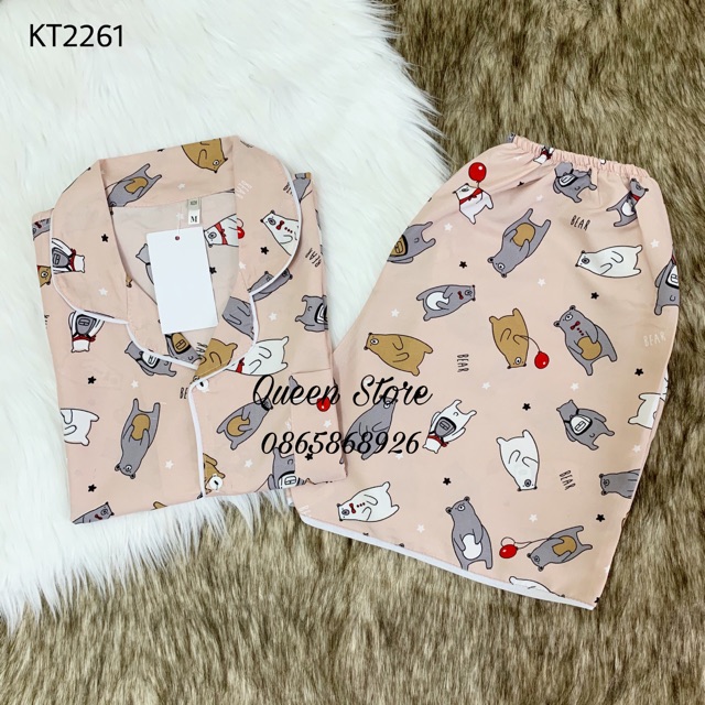 Bộ Mặc Nhà Pijama Kate Thái Cộc Cộc Loại Đẹp [ Ảnh Chụp Thật, Đủ size, Quần có túi ]