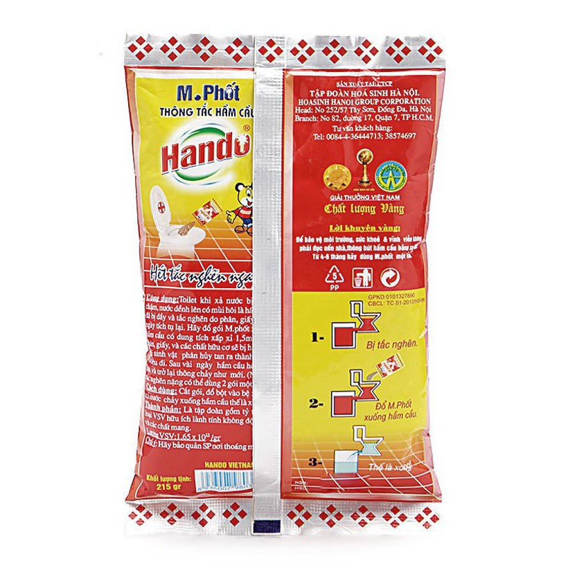 Bộ 4 gói bột thông tắc M. phốt bột 215g