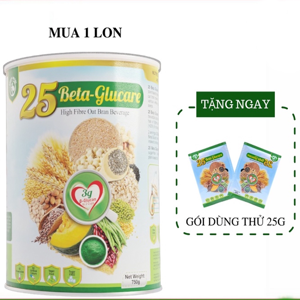 Ngũ cốc 25 Beta Glucare cho người tiểu đường- Lon 750g hàng chính hãng [Tặng 1 gói]