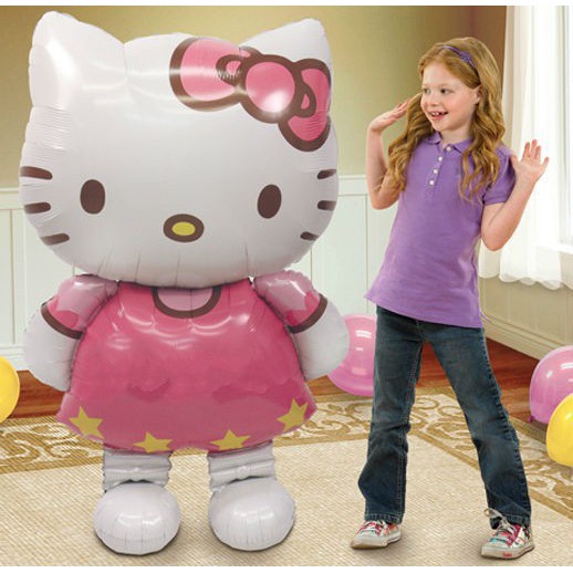 Bong bóng lá nhôm cỡ lớn hình mèo Hello Kitty đáng yêu trang trí tiệc sinh nhật tiện dụng