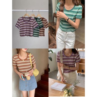 ÁO CROPTOP KẺ NGANG CHẤT MÁT