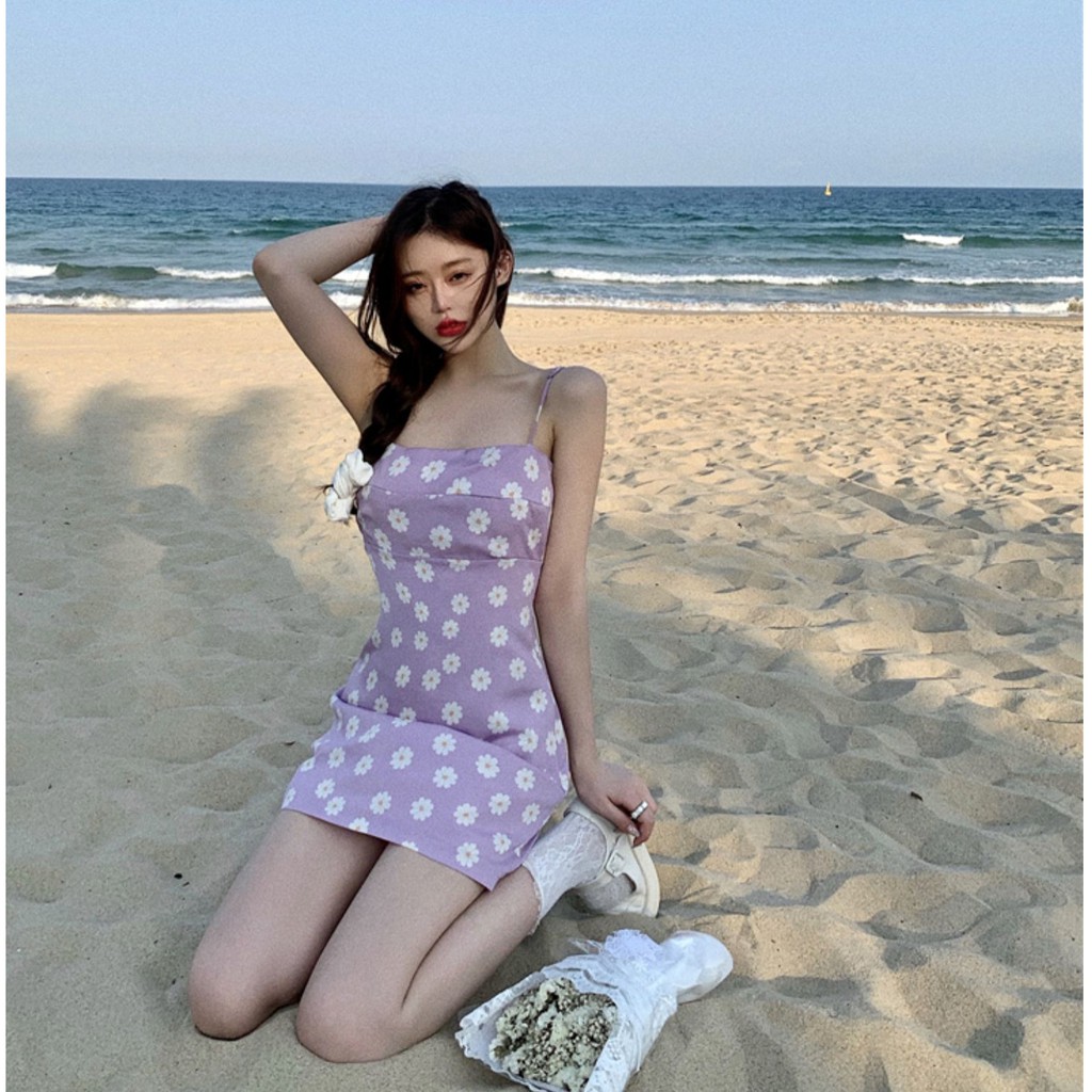 Đầm 2 dây hoa cúc hàng nhập QC