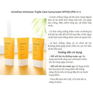 Kem Chống Nắng Innisfree Triple Shield SPF 50 PA+++👄FREESHIP👄Giảm ngay 50k khi nhập mã [MYPHAM50]