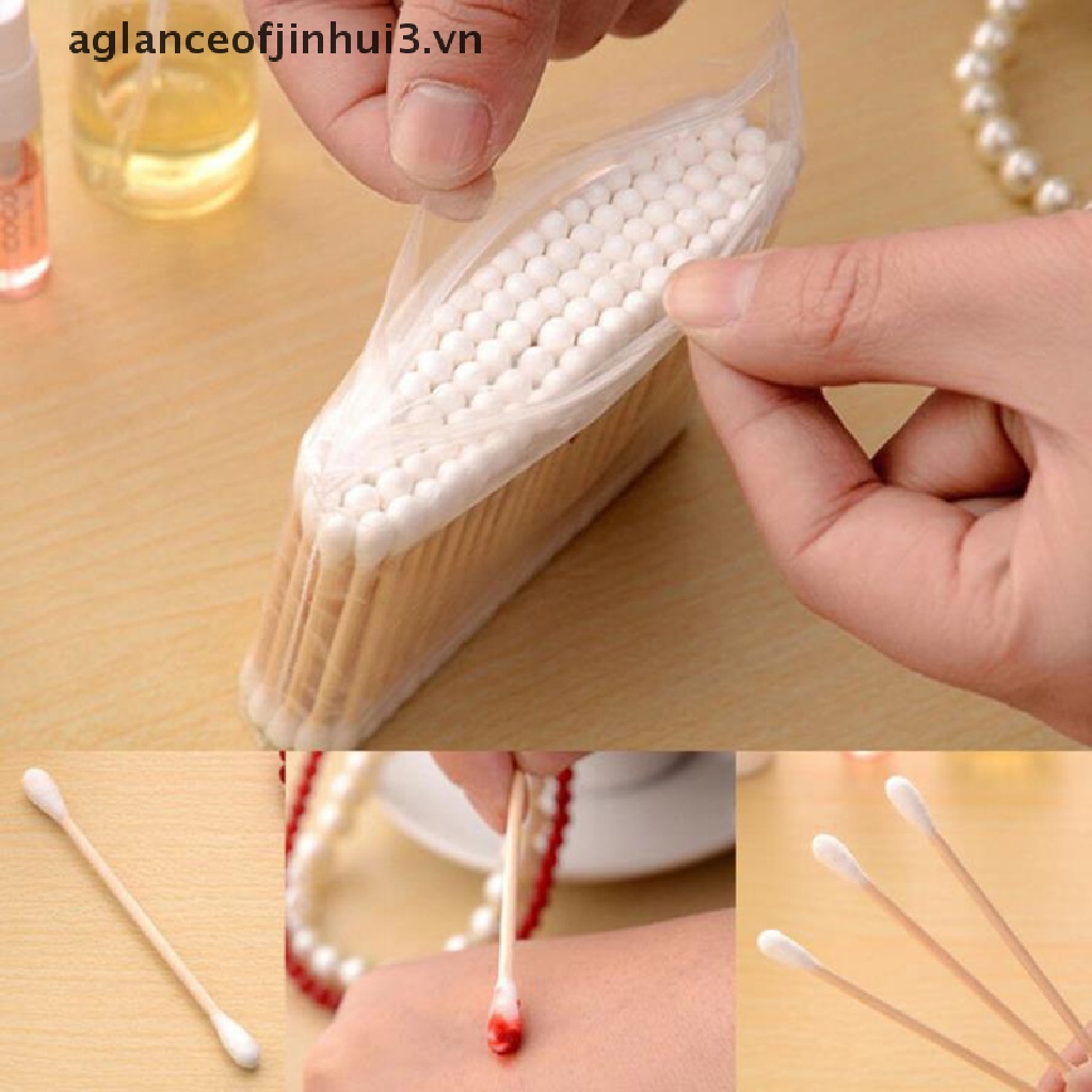 Set 100 Tăm Bông Cotton Hai Đầu Sử Dụng Một Lần Tiện Lợi