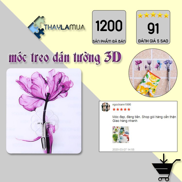 Combo 10 móc dính treo tường họa tiết 3D (MD3D)