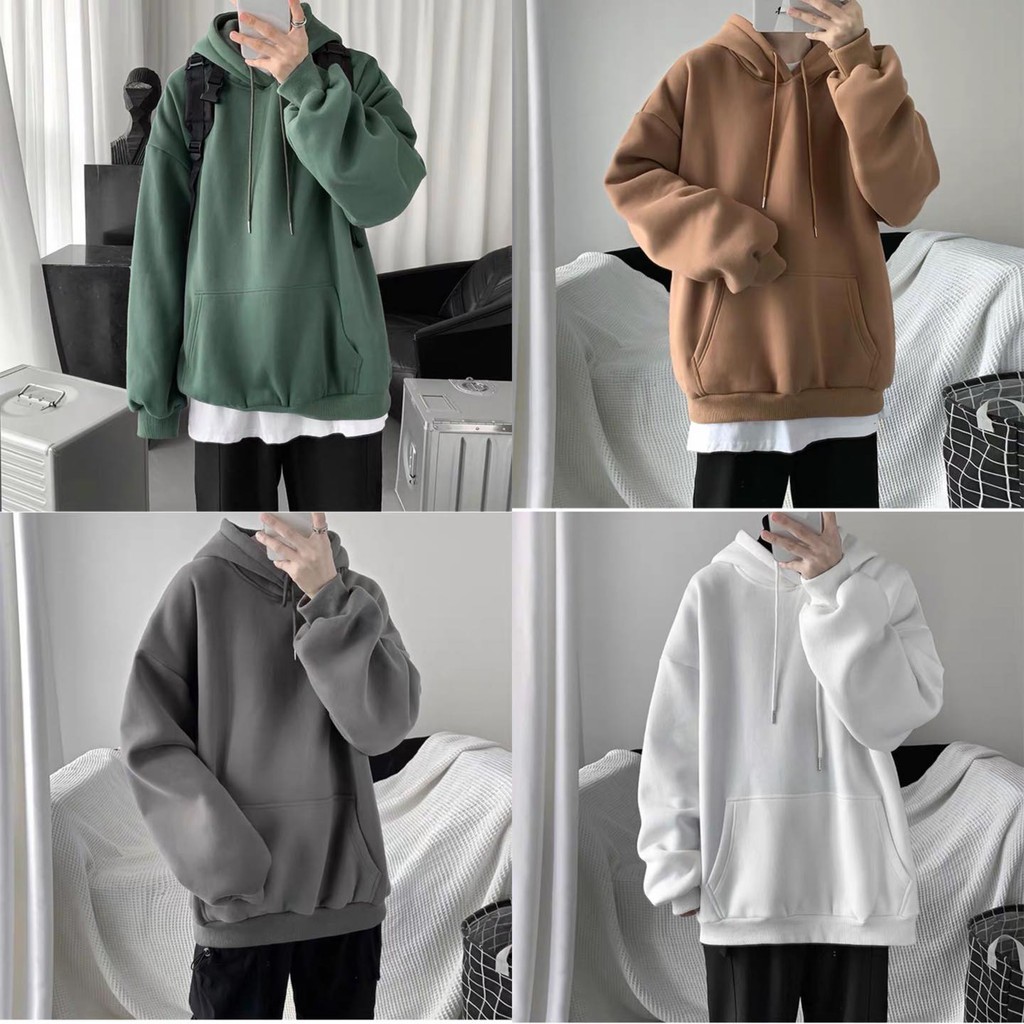 Hoodie basic trơn nhiều màu - Chất vải nỉ lót bông