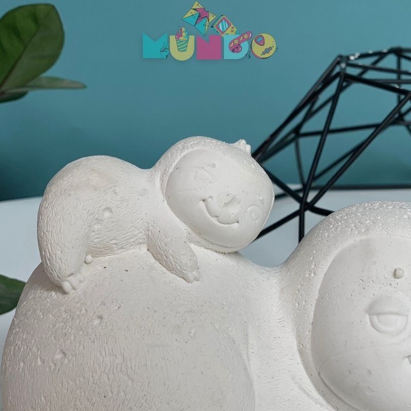 Tượng tô màu cao cấp chọn mẫu SIZE X Mẹ con Lười/ Gấu Trúc, tượng thạch cao MUNDO