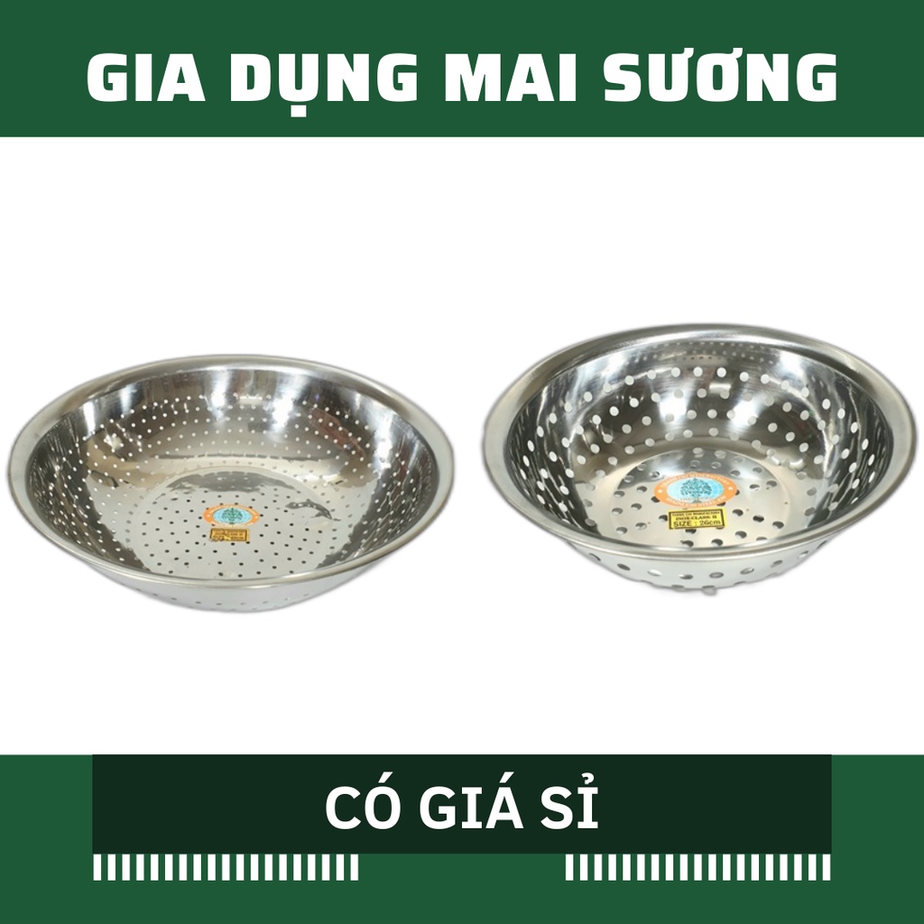 Rổ Cải Inox, Thau Inox có Lỗ To TANAFAC Loại Lớn 38 41cm