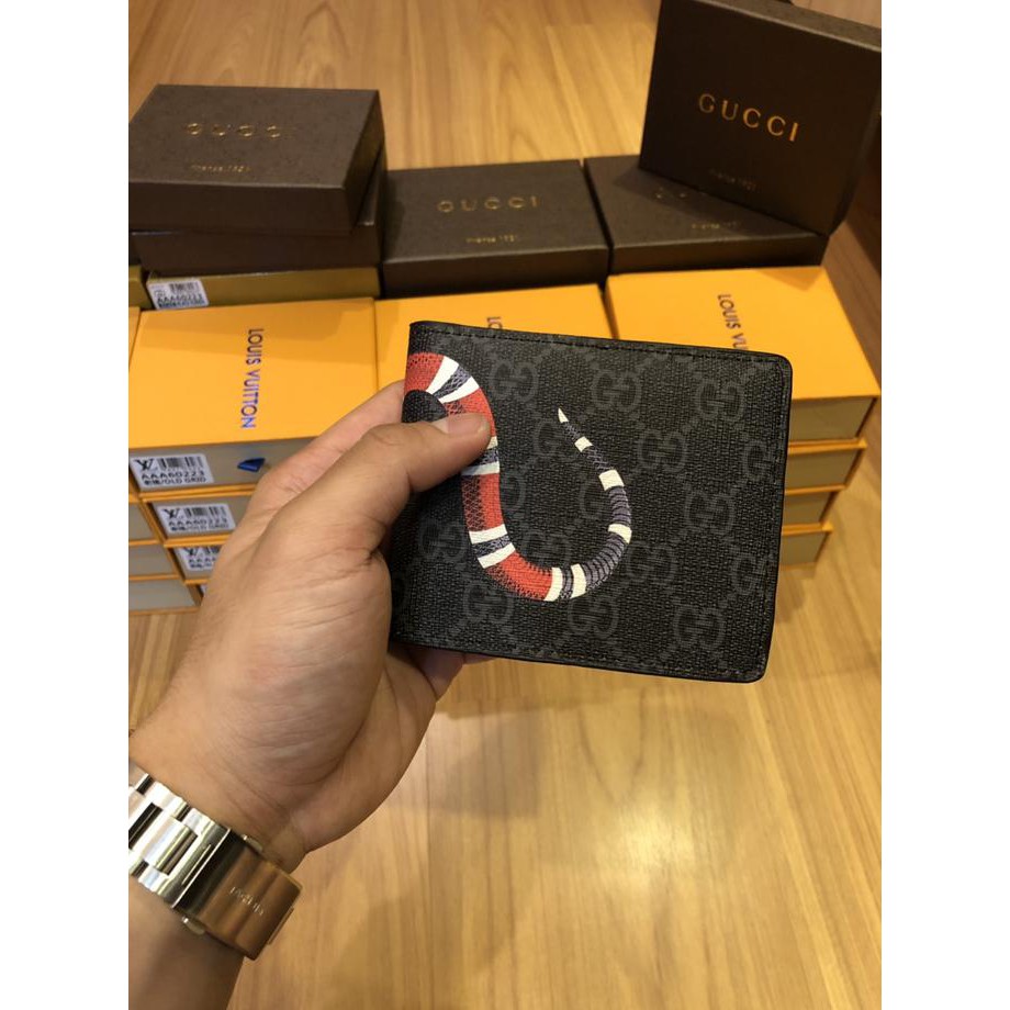 Gucci Ví 100% Họa Tiết Da Rắn Thời Trang Cao Cấp Cho Nam