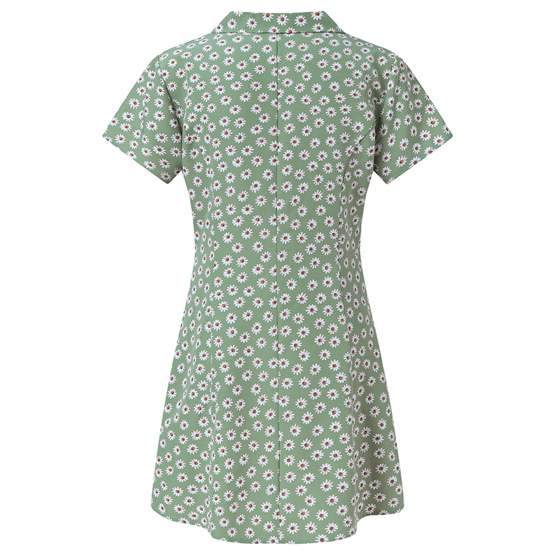 Đầm Mini Zanzea Cổ Bẻ Chữ V Cài Khuy In Hoa Xinh Xắn Thời Trang Thường Ngày Cho Phụ Nữ