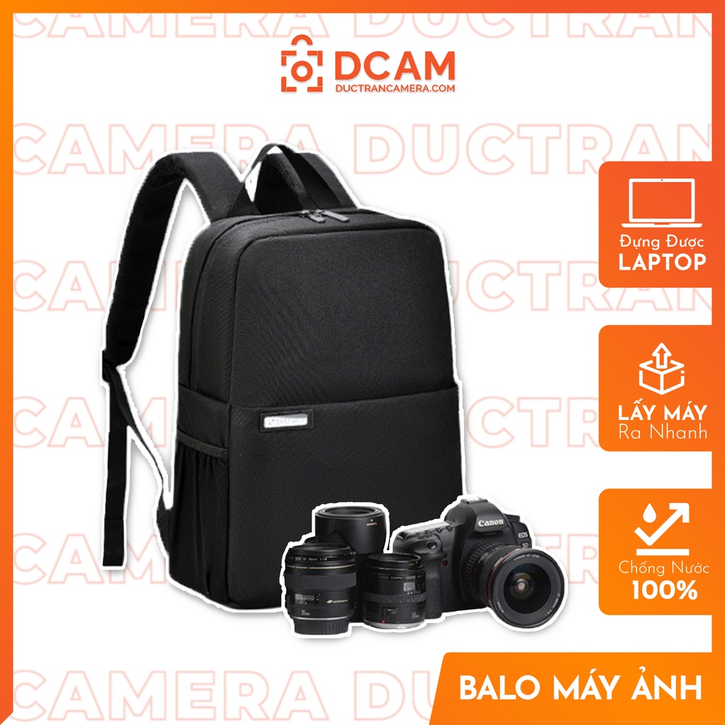 Balo máy ảnh Caden Half Photo - CHỐNG NƯỚC 100% - Thao tác nhanh - Có ngăn đựng lapop