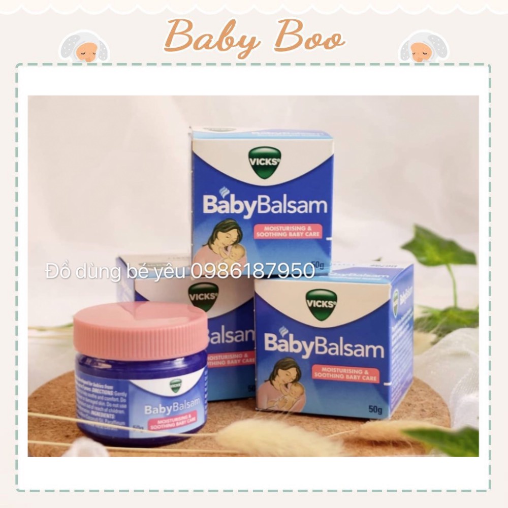 Dầu bôi ấm ngực Vick Baby Balsam Úc, giữ ấm cho bé 50g [ babyboo]