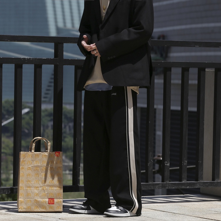 Quần thể thao SUXI ống rộng màu sắc tương phản phong cách Hàn Quốc thời trang dành cho nữ