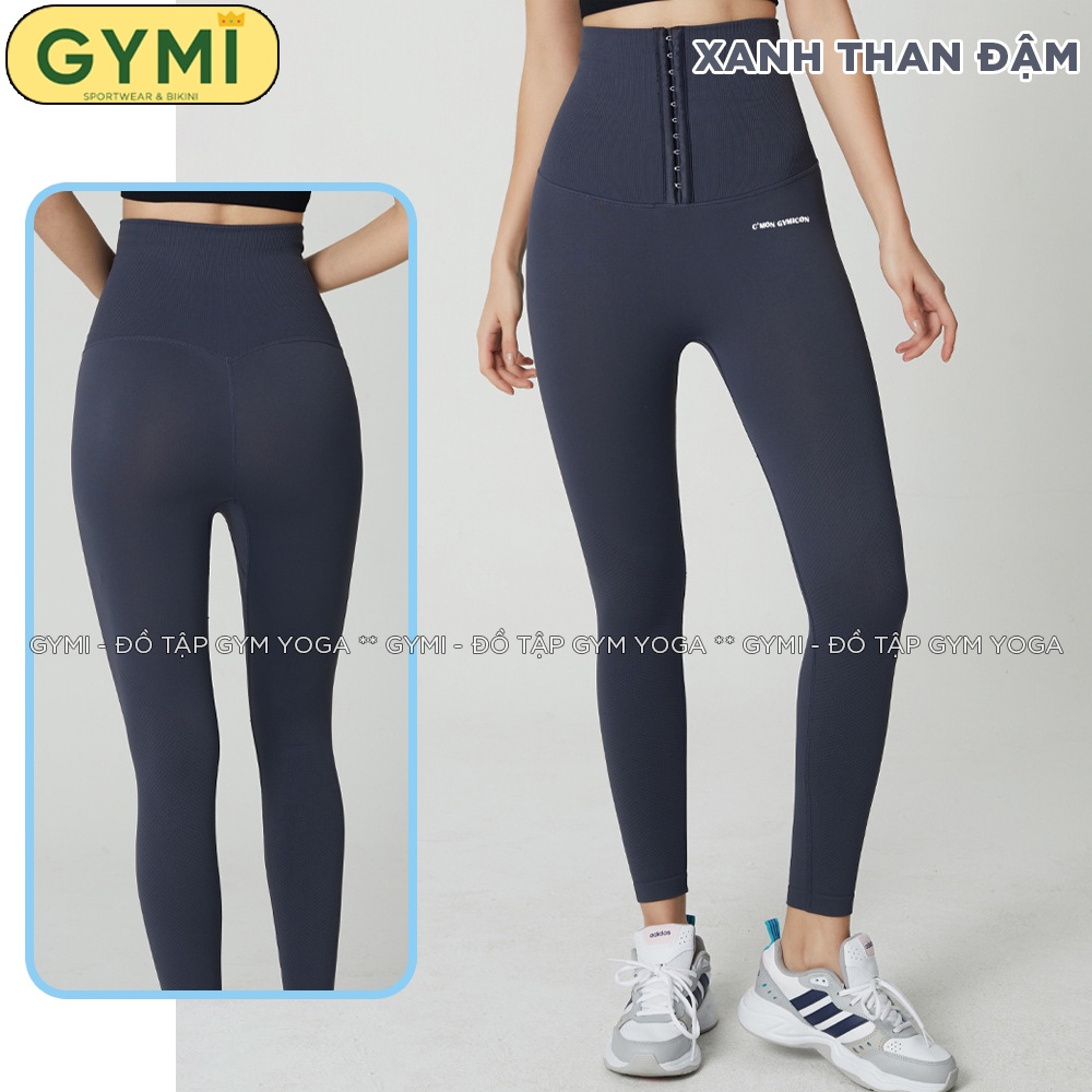 Quần tập gym yoga nữ gen bụng latex QD44 GYMI Cmon chất dệt kim co giãn tạo eo thon nâng mông