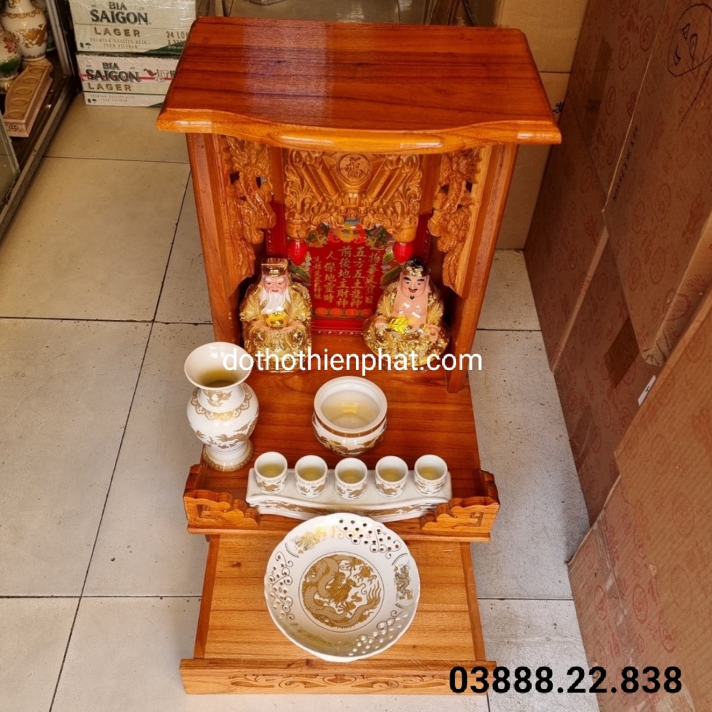 Combo 8 Món bộ bàn thờ gỗ xoan ngang 42cm x 61cm hàng đẹp