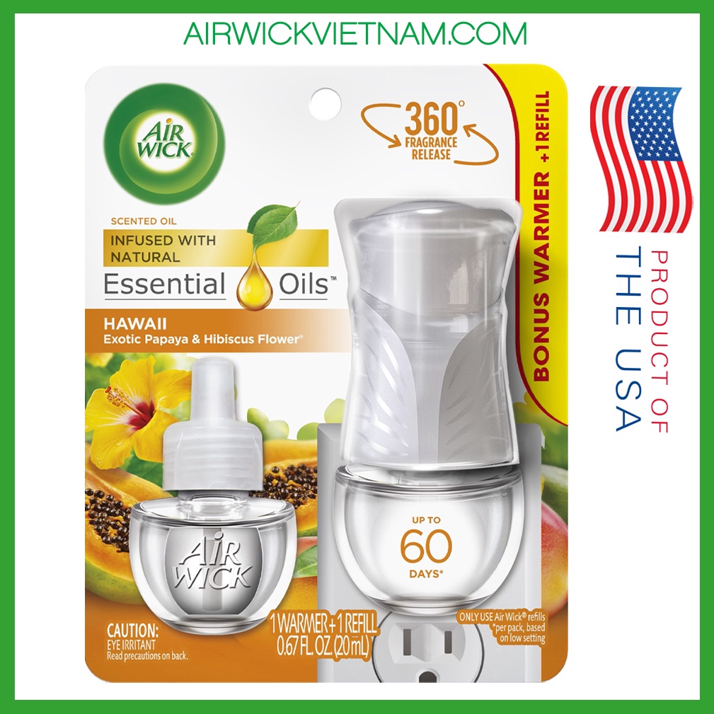 Bộ Tinh Dầu Cắm Điện Mỹ Airwick Hawai'i 5xMore USA