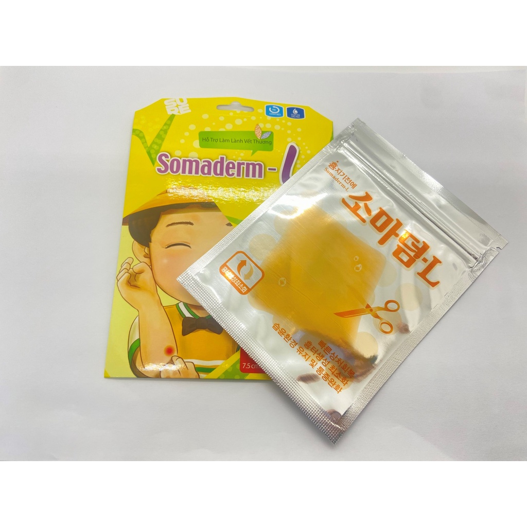 Băng Dán Miếng Hút Mụn Somaderm- L Hàn Quốc, 7,5cmx7,5cm, 1 miếng/hộp Giúp Nhanh Lành Vết Thương, Duy Trì Độ Ẩm, Mờ Sẹo