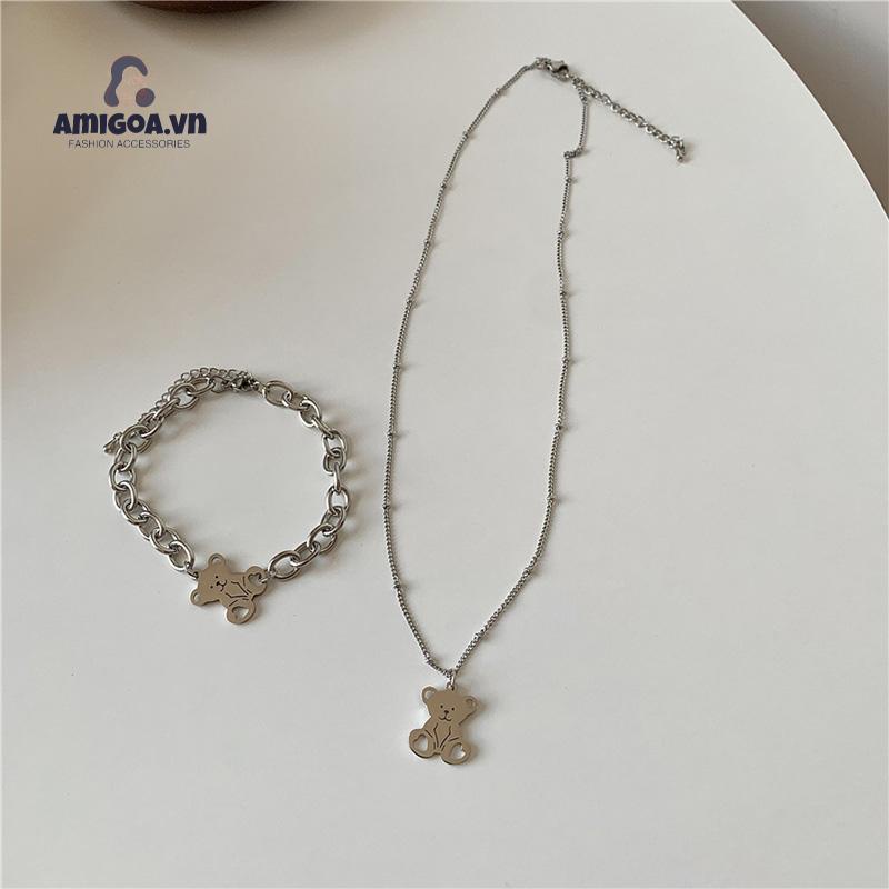 ✨✨Vòng Tay Mạ Bạc Mặt Hình Gấu Nhỏ Thời Trang Hàn Quốc Dành Cho Nữ