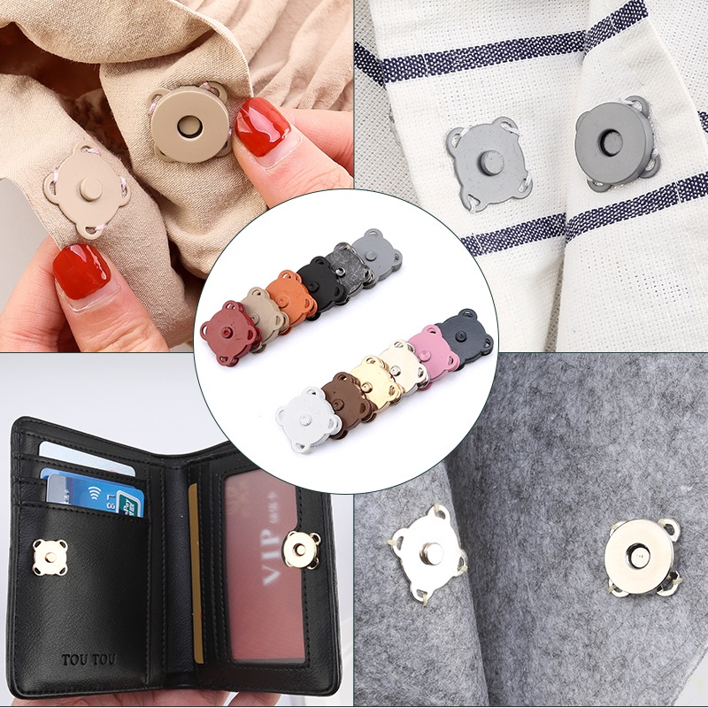 Bộ 5 Cặp Nút Áo Khoác / Túi Xách Bằng Kim Loại Từ Tính Tiện Dụng Cho Gia Đình DIY