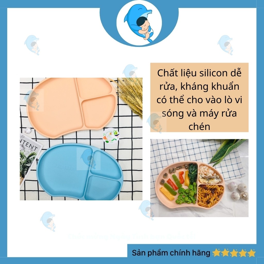 Khay Ăn Dặm Silicon Dế Hút Chân Không Chống Đổ Hanin Cho Bé Ăn Dặm Chỉ Huy (Blw) An Toàn