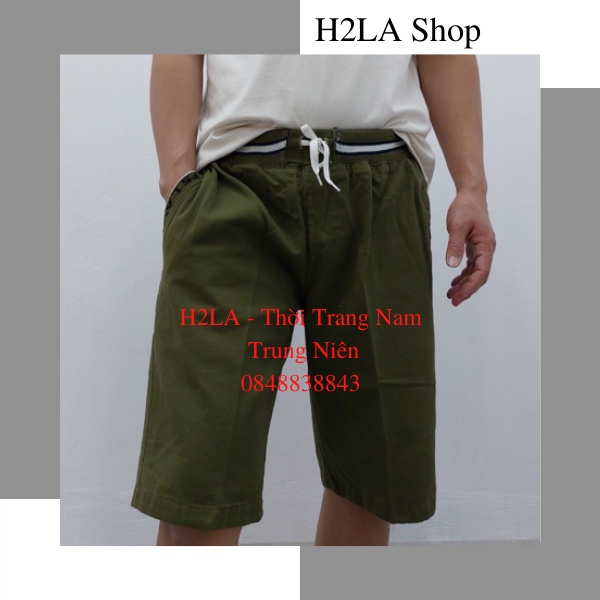 Quần Short nam Kaki cạp chun. Quần Ngố nam kaki H2LA đẹp