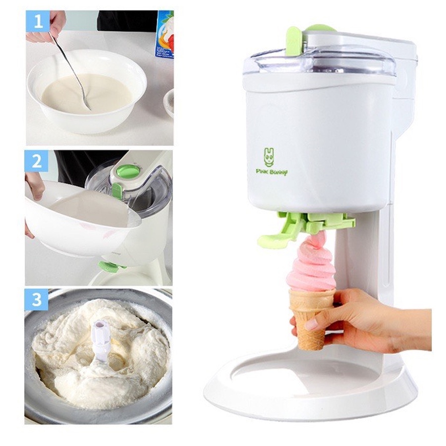 Máy làm kem tươi trái cây mini tại nhà 1000ml cho gia đình 7-8 người hiệu Pink Bunny