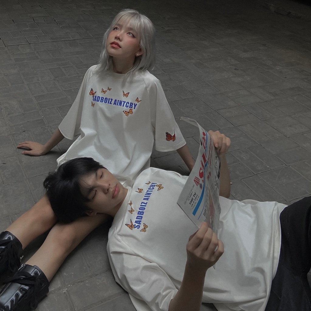Áo thun tay lỡ form rộng SADBOIZ DREAMY BUTTERFLY Logo thêu mặt buồn phong cách Unisex T&A Store | BigBuy360 - bigbuy360.vn