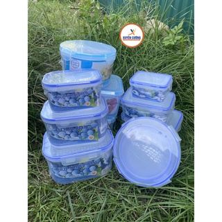 hộp thực phẩm bộ 3 khóa 4 cạnh, hộp lạnh đựng thức ăn nhựa việt nhật vuông-tròn