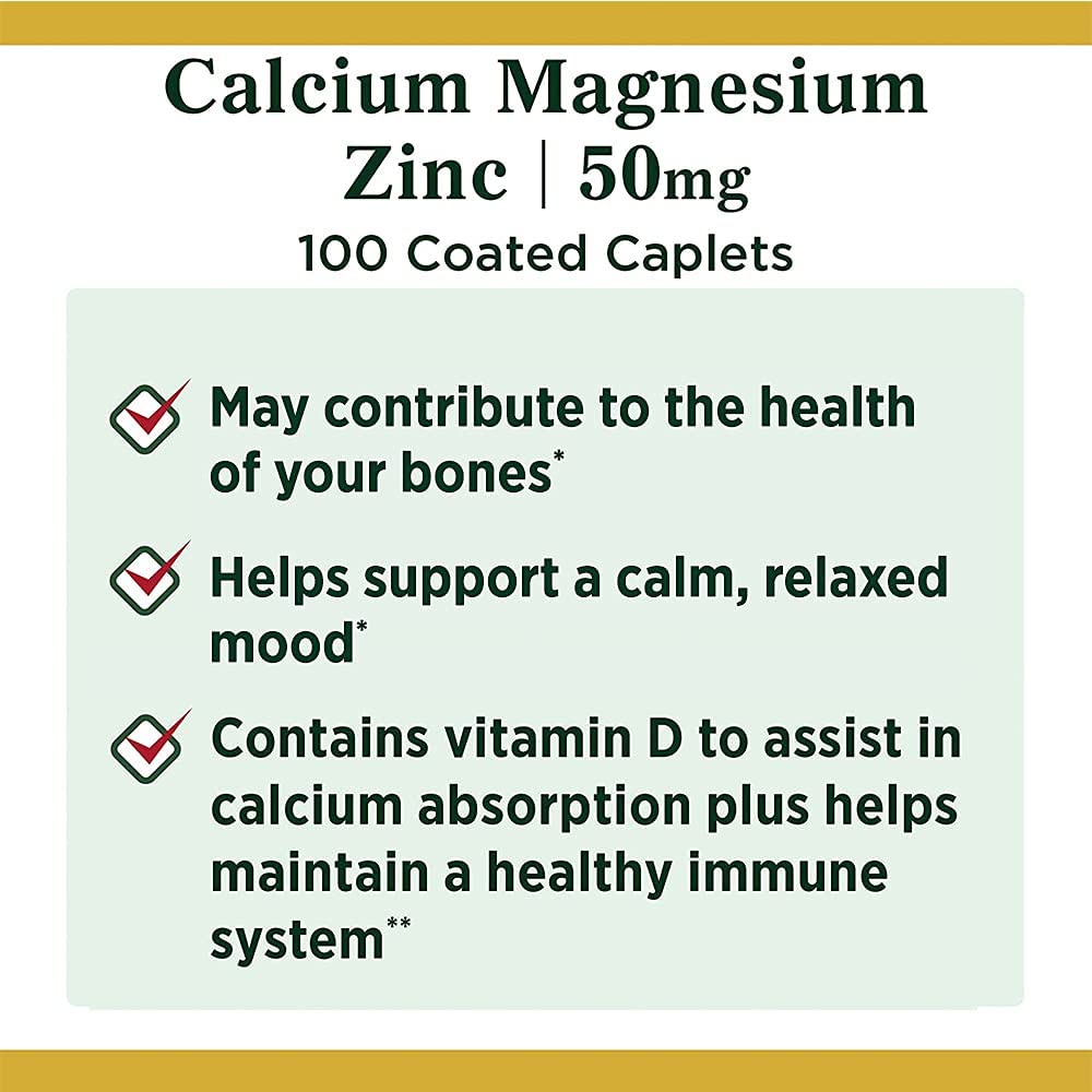 Viên uống Calcium Magnesium Zinc Nature's Bounty hũ 100 viên [Hàng Mỹ]