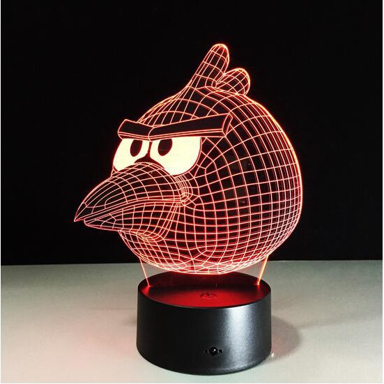Đế chiếu đèn 3D hình nhân vật trong game Angry Bird với 7 màu khác nhau và phụ kiện