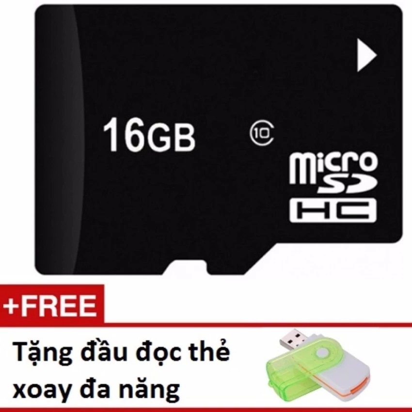 Thẻ nhớ Micro Memory Card SD 16G tặng đầu đọc thẻ xoay đa năng