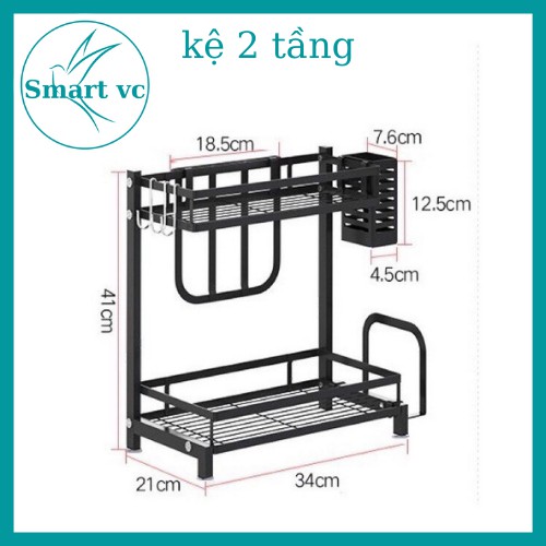 Kệ Bếp, kệ đựng gia vị Sơn Tĩnh Điện Đen, Cao Cấp (2 Tầng, 3 Tầng) Hàng Loại 1 Smart Vc