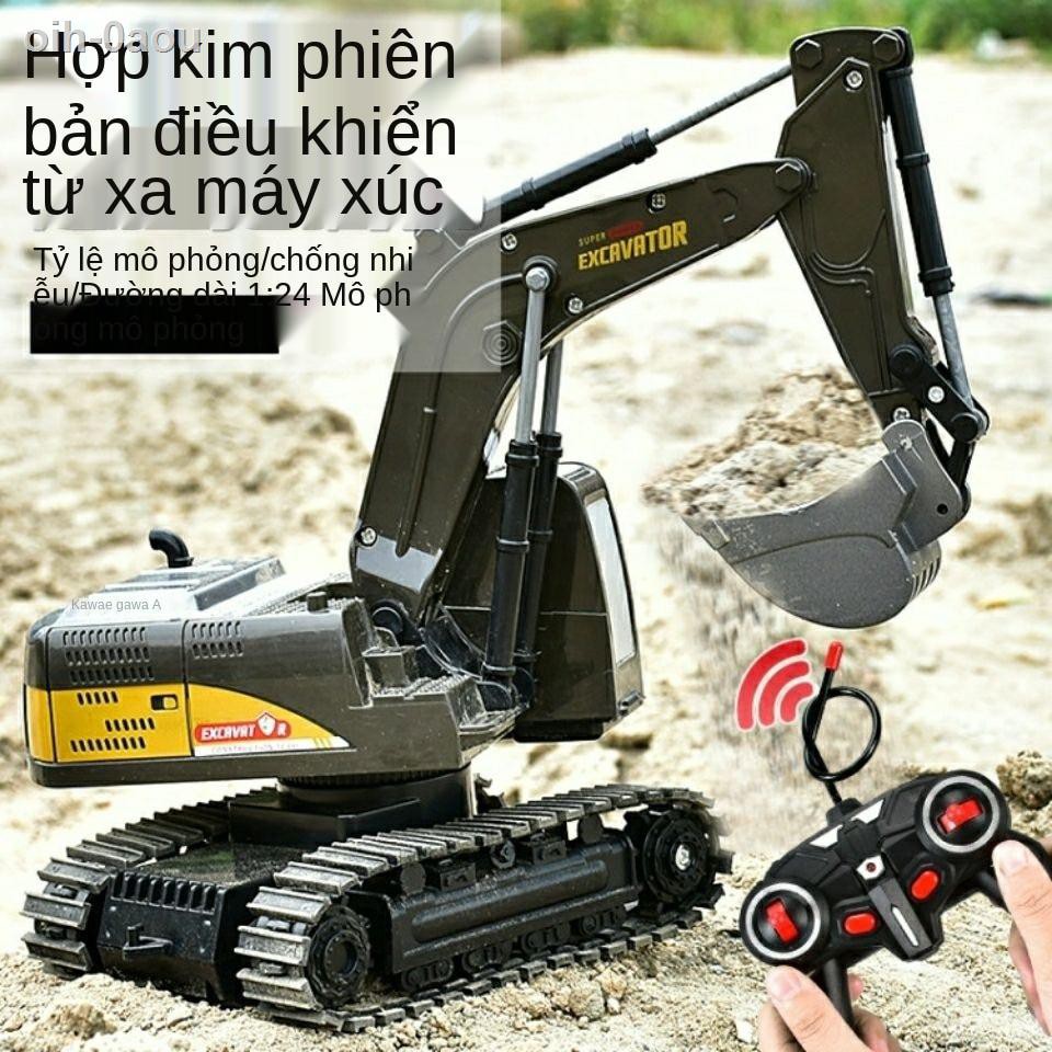 Máy xúc điều khiển từ xa đồ chơi trẻ em mô phỏng lớn hình cậu bé hợp kim xe xây dựng