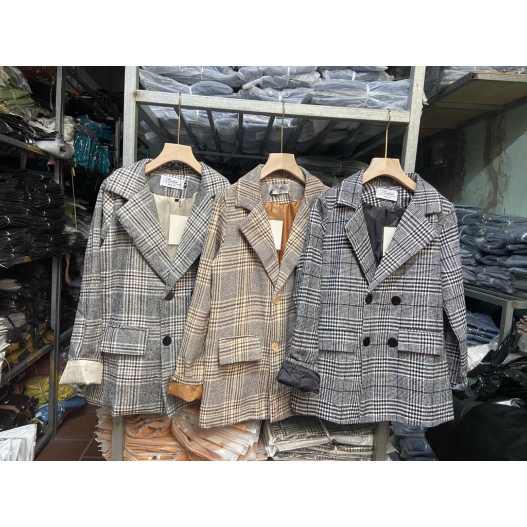 Áo blazer nữ 2 lớp phong cách Hàn Quốc, Áo vest kẻ nữ blazer khoác ngoài đẹp kaca xmin | BigBuy360 - bigbuy360.vn