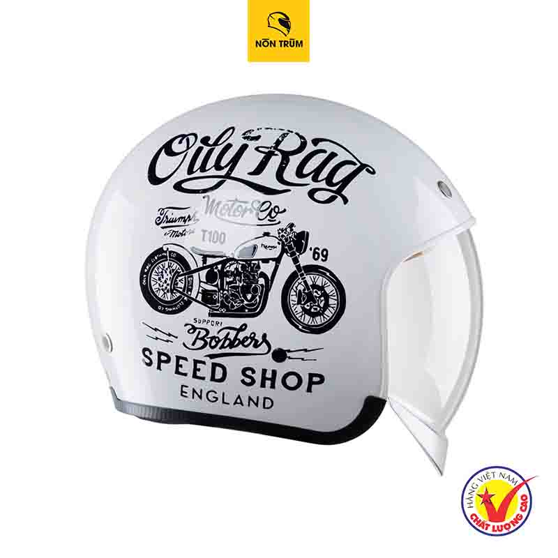 Nón bảo hiểm 3/4 Royal M139 có kính âm V5 trắng
