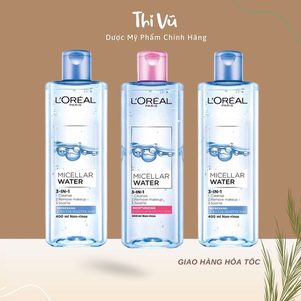 Nước tẩy trang Loreal - L'Oreal Paris 3 in 1 làm sạch da cho da dầu mụn nhạy cảm khô - Thi Vũ