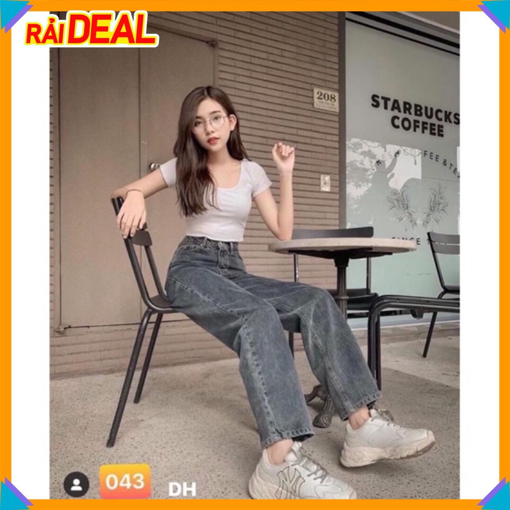 Quần jean nam nữ Unisex kiểu ống rộng suông lưng cao cạp cúc phong cách ullzang chất bò mềm dày dặn JR1