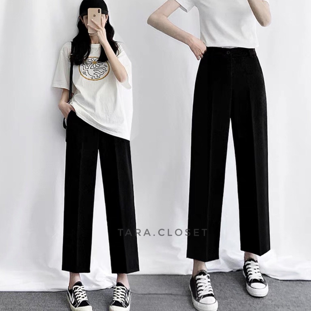 PB501 TARA Quần dài làm việc chân rộng Dây kéo phía trước lưng cao có túi bên. Phong cách cổ điển có