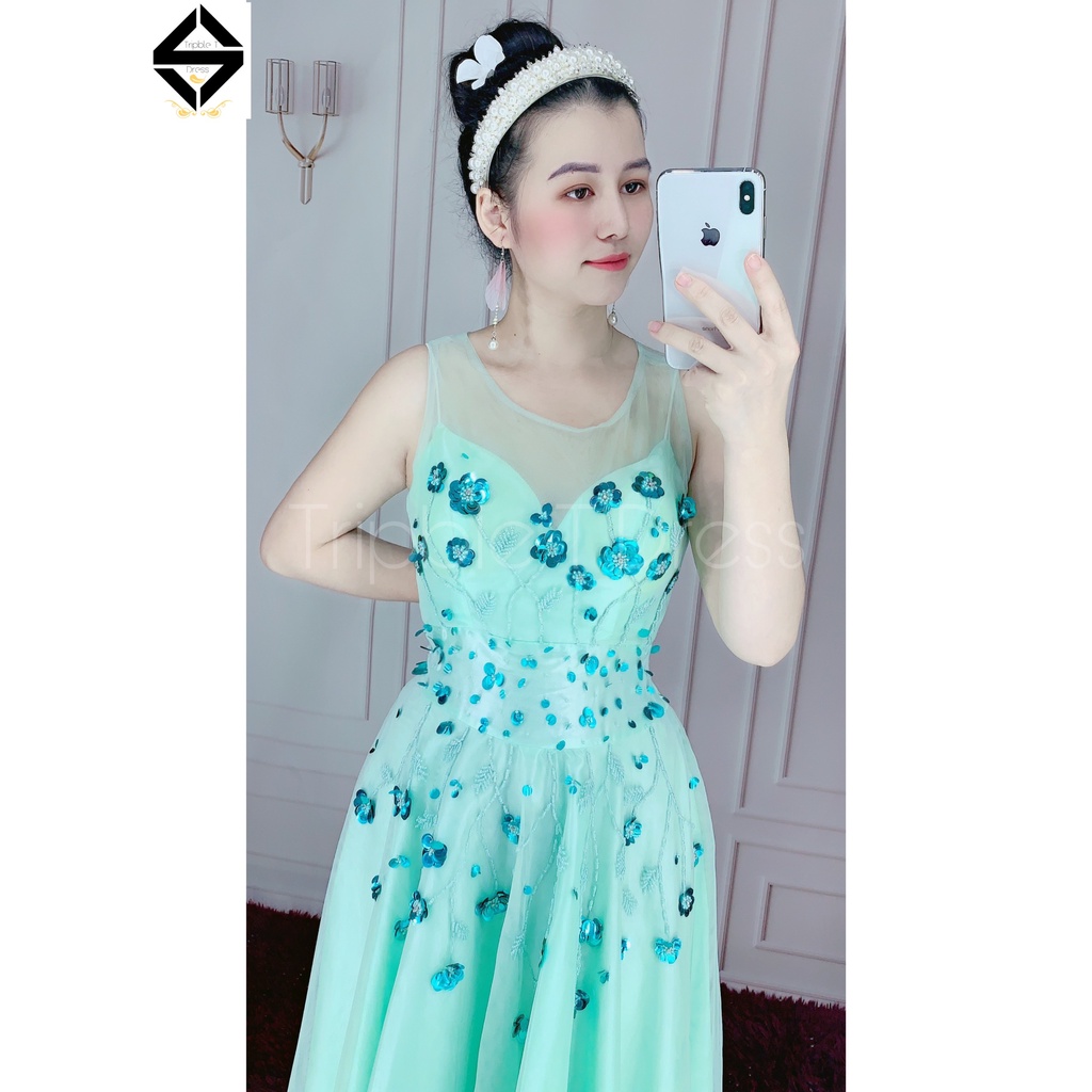 Đầm dự tiệc sát nách kết hoạ tiết cườm sang trọng TRIPBLE T DRESS - size M/L - MS93Y