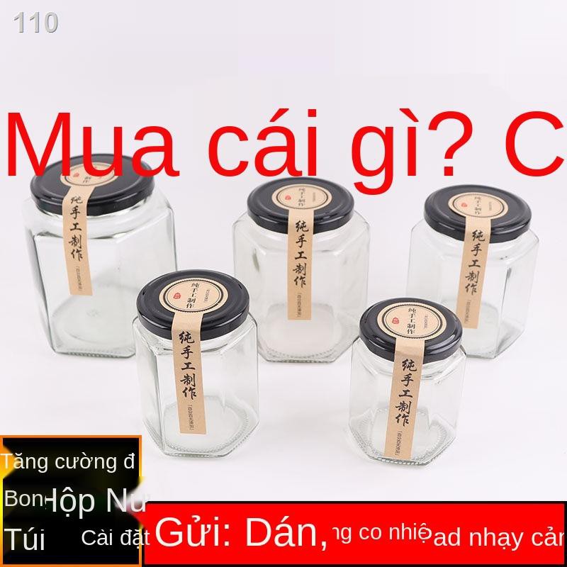 XChai thủy tinh kín hơi lọ mật ong lọ tương ớt sốt thịt bò 2 kg bán buôn thực phẩm cấp lọ bảo quản có nắp rỗng