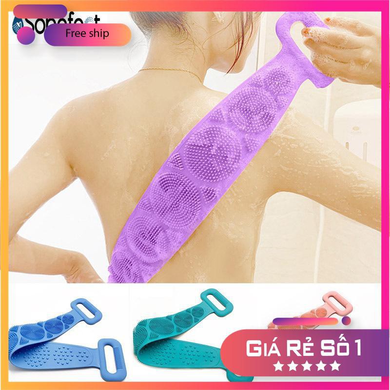 Dây Tắm Chà Lưng 2 mặt Bằng Silicone Kháng Khuẩn, Tấy Da Chết mẫu mới(giao màu ngẫu nhiên)