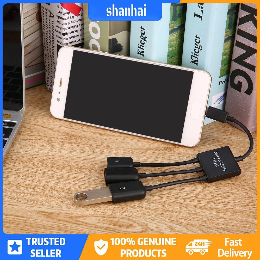 3 trong 1 Micro USB HUB Nam sang nữ Cáp USB 2.0 Host OTG Máy chủ lưu trữ 3 trong 1