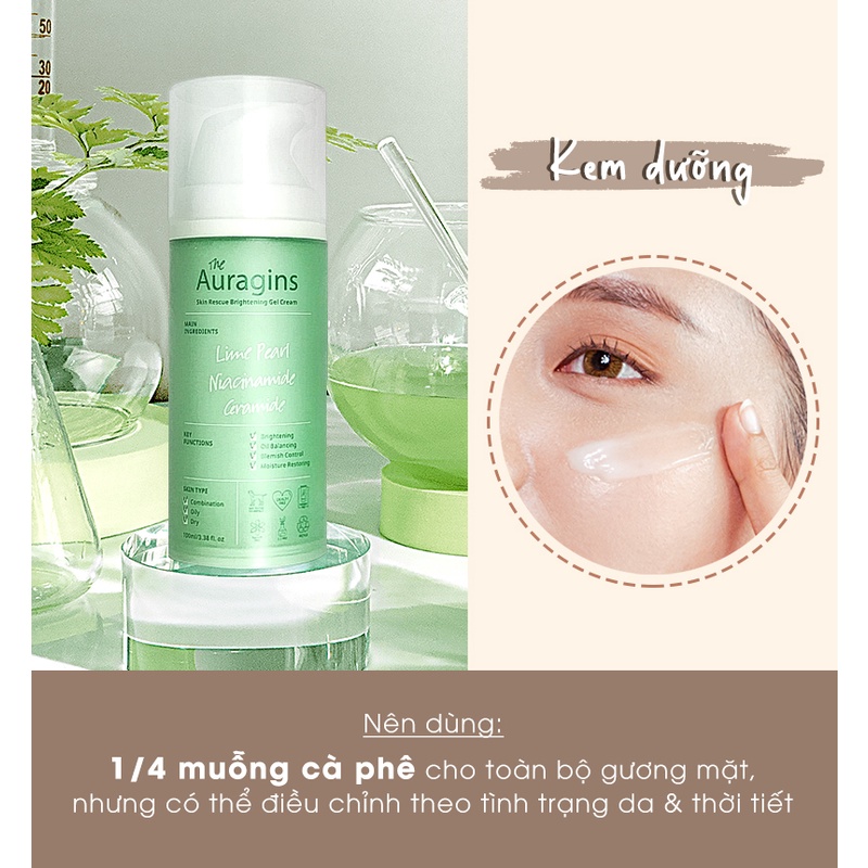 Gel dưỡng ẩm ngừa mụn, giảm thâm The Auragins Skin Rescue Brightening Gel Cream 100ml