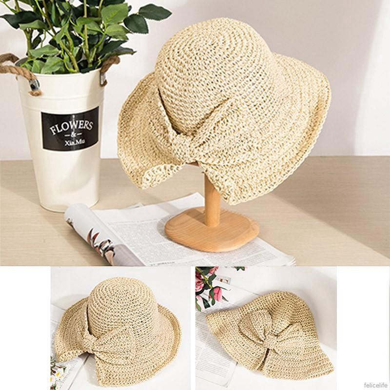 Nón cói tai bèo đính nơ phong cách vintage dành cho nữ