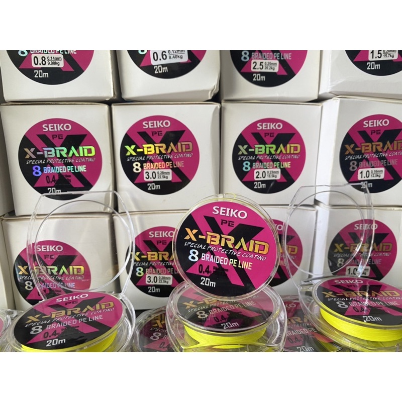 Thẻo dù SEIKO PE 8X – Braid cao cấp 20m. Dây câu đài, câu lure, làm thẻo săn hàng. Dây câu cá