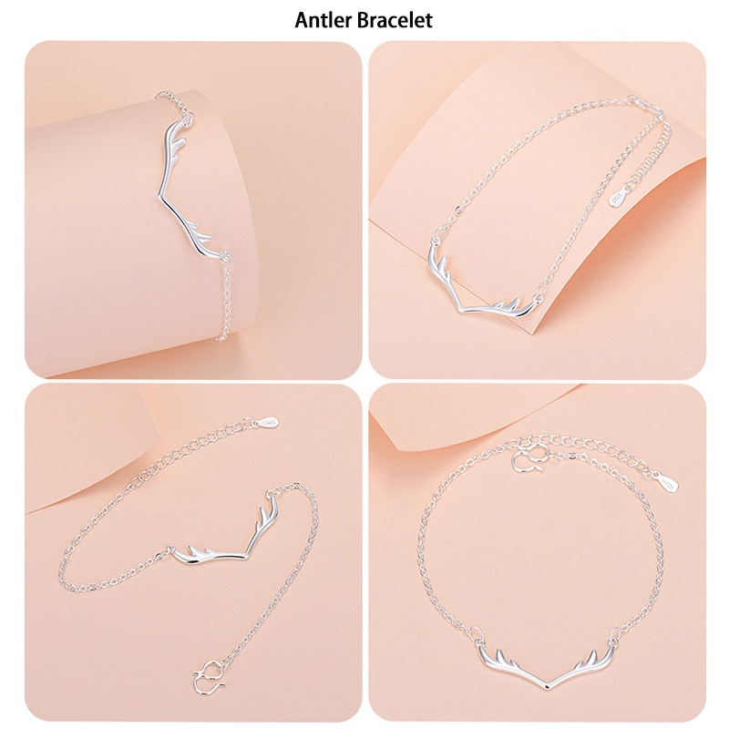 Three Silversmith Bracelets Wholesale Net Red Jewelry Silver Plated Hand Jewelry Round Beads Love Clover Antler Creative Jewelry