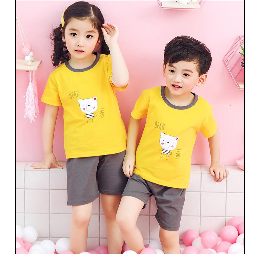 Bộ cộc tay chất cotton cho bé trai ,bé gái ,(hàng xuất hàn cho bé 12-33kg)