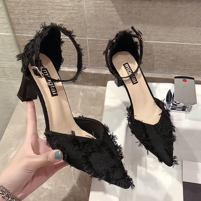 Xăng đan Cao Gót Mũi Nhọn Thời Trang Xuân Hè 2021