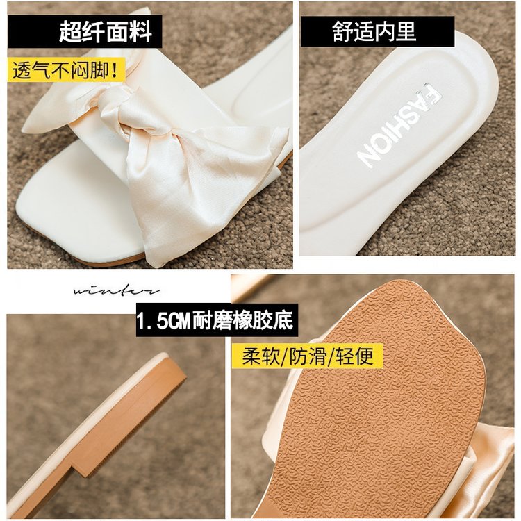 Dép Đế Bệt Mũi Vuông Đính Nơ Thời Trang Dành Cho Nữ | BigBuy360 - bigbuy360.vn